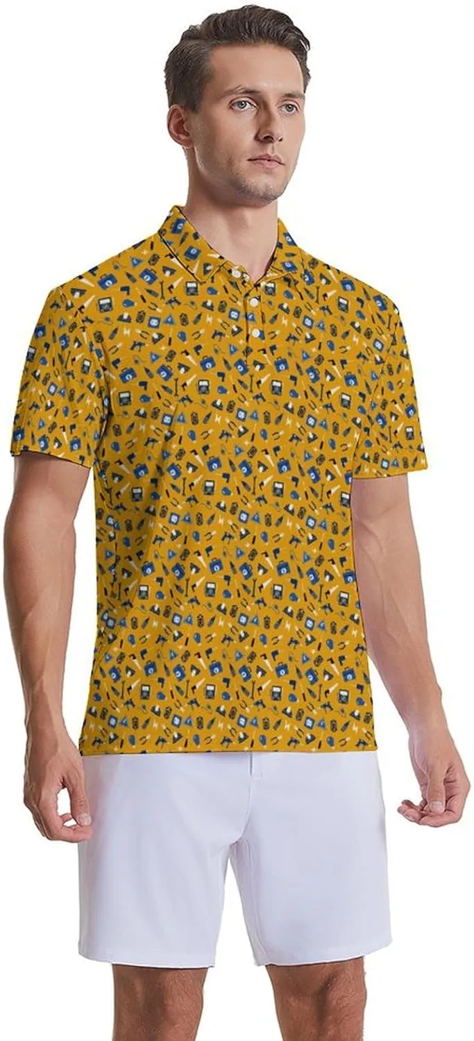 Party Mens Golf Shirt Print Short Sleeve Moisture Wicking Funny Sport Performance Polo Shirts for Men