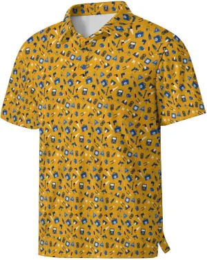 Party Mens Golf Shirt Print Short Sleeve Moisture Wicking Funny Sport Performance Polo Shirts for Men