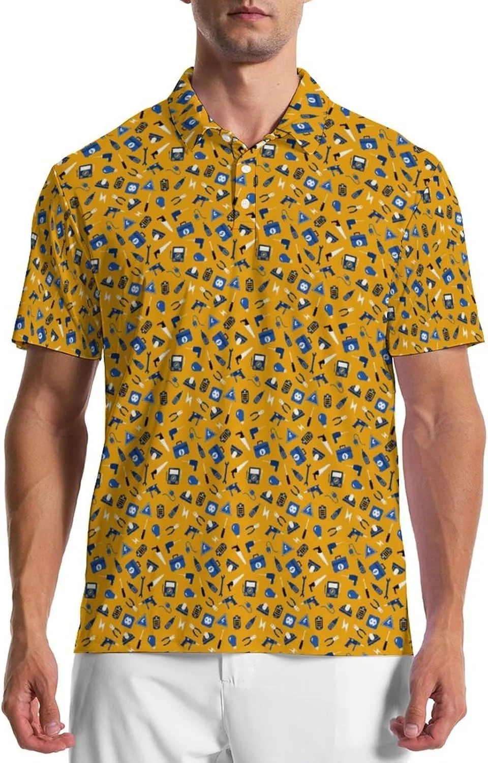 Party Mens Golf Shirt Print Short Sleeve Moisture Wicking Funny Sport Performance Polo Shirts for Men