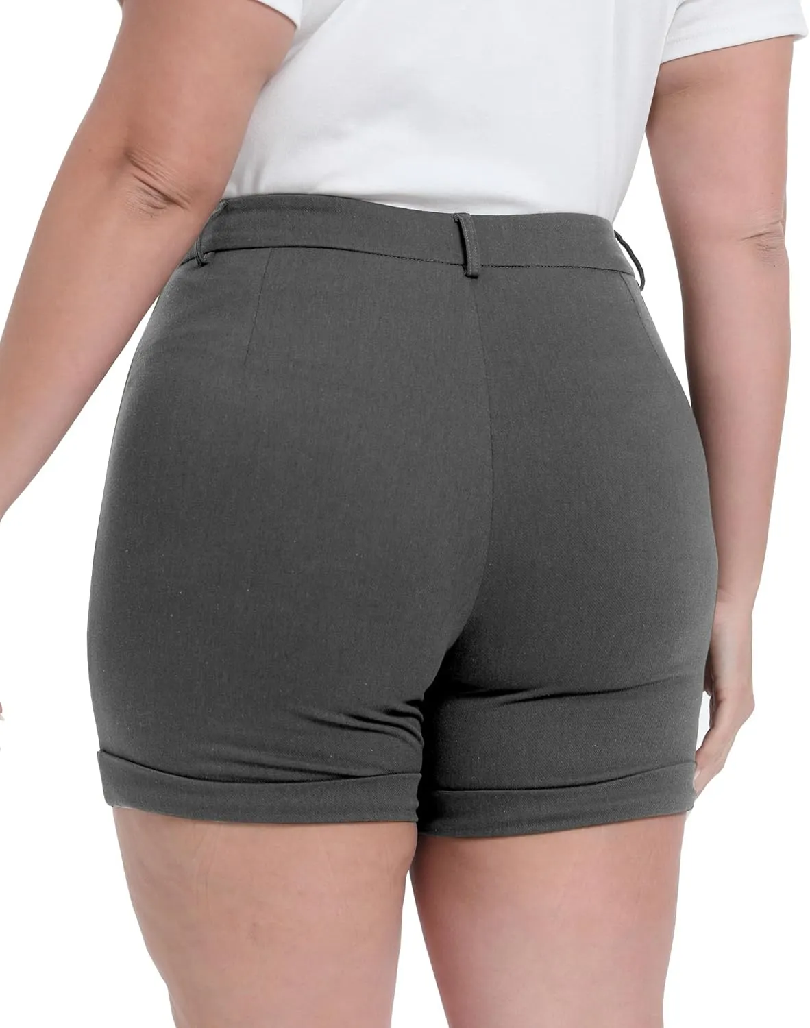 Plus Size Shorts Stretchy High Waisted Womens Summer Casual Shorts with Pockets