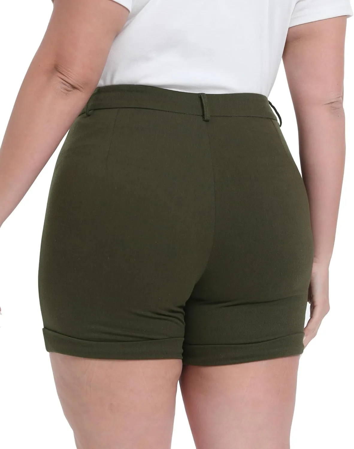 Plus Size Shorts Stretchy High Waisted Womens Summer Casual Shorts with Pockets