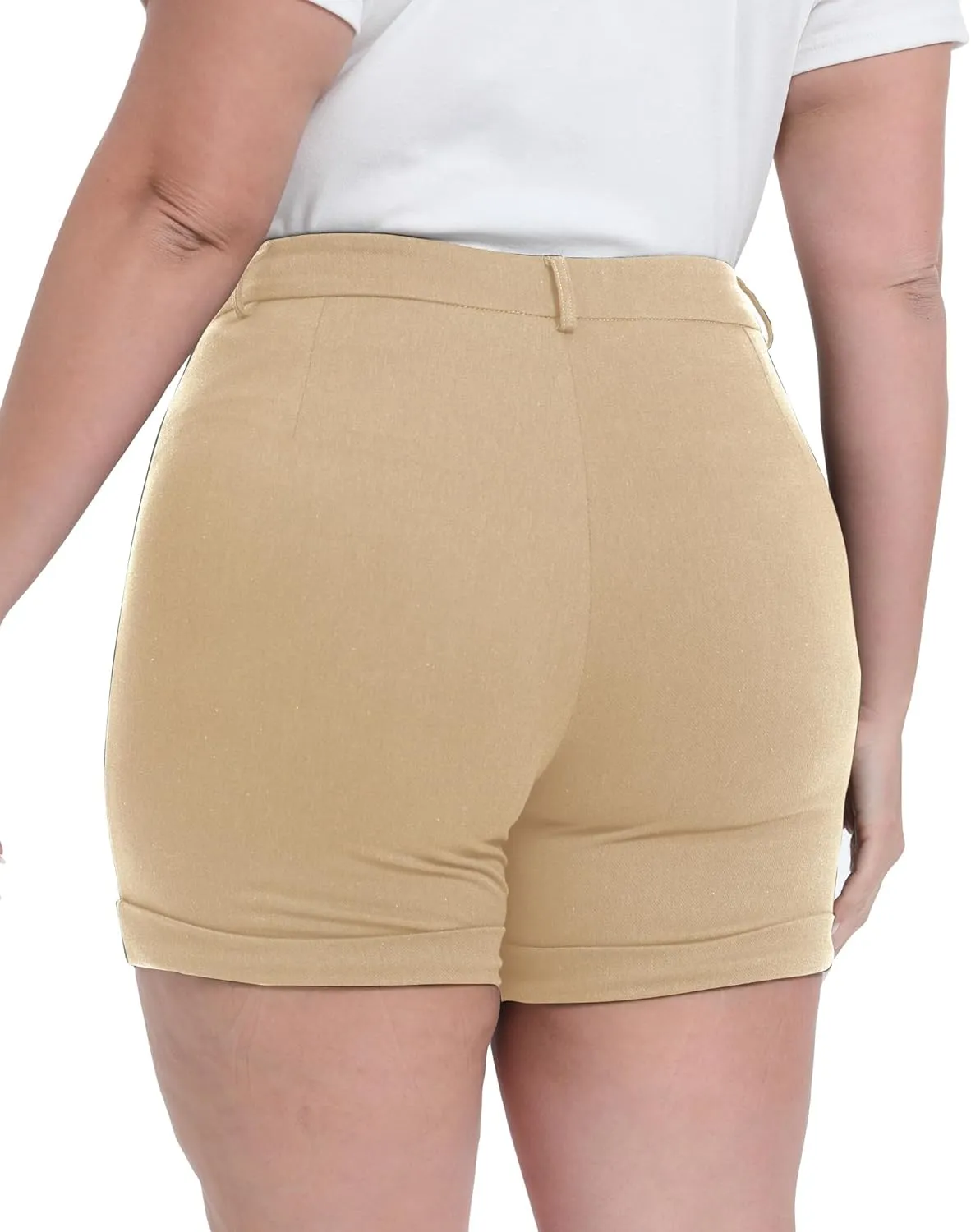Plus Size Shorts Stretchy High Waisted Womens Summer Casual Shorts with Pockets