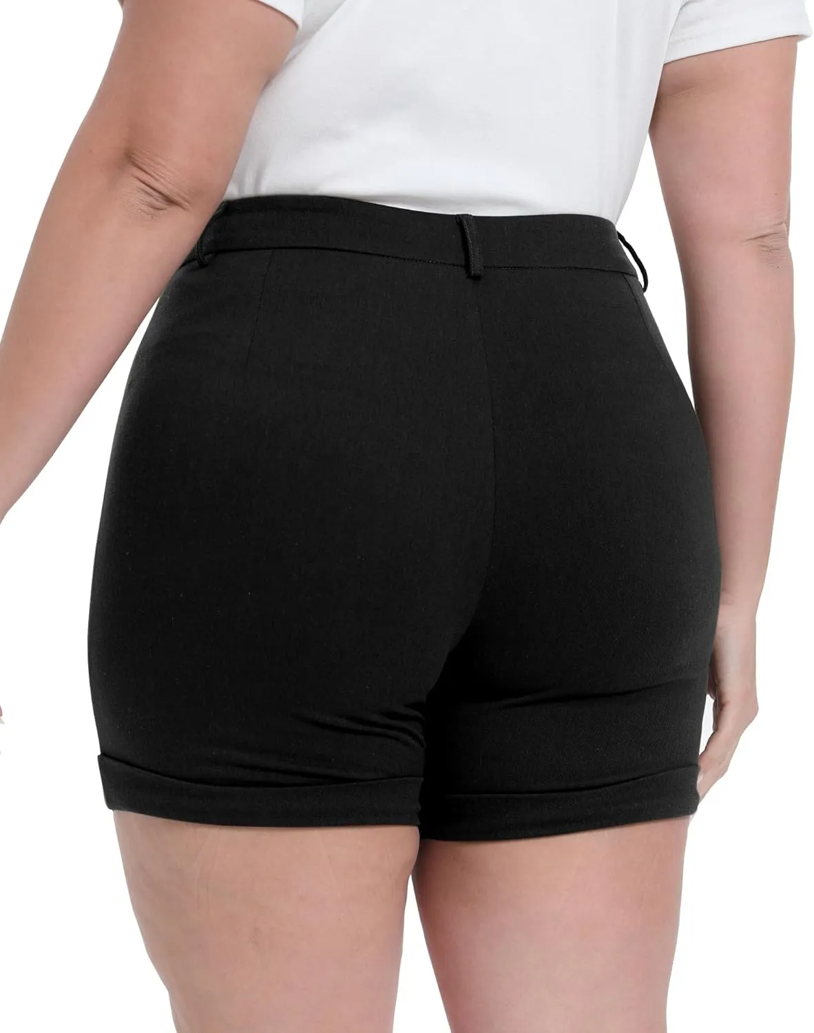 Plus Size Shorts Stretchy High Waisted Womens Summer Casual Shorts with Pockets