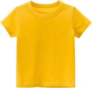 PTPUKE Kids' Tees Crewneck Cotton Solid T-Shirts Boys Girls Short Sleeve Toddler Comfort Soft T-Shirt Undershirt Tops