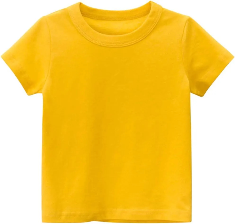 PTPUKE Kids' Tees Crewneck Cotton Solid T-Shirts Boys Girls Short Sleeve Toddler Comfort Soft T-Shirt Undershirt Tops