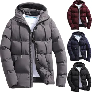 Puffer Jacket Men with Hood Warm Insulated Lightweight Hooded Down Coats Outdoor Winter Windproof Waterproof Jackets Puffer Jacket Men Big and Tall(Red,4X-Large)