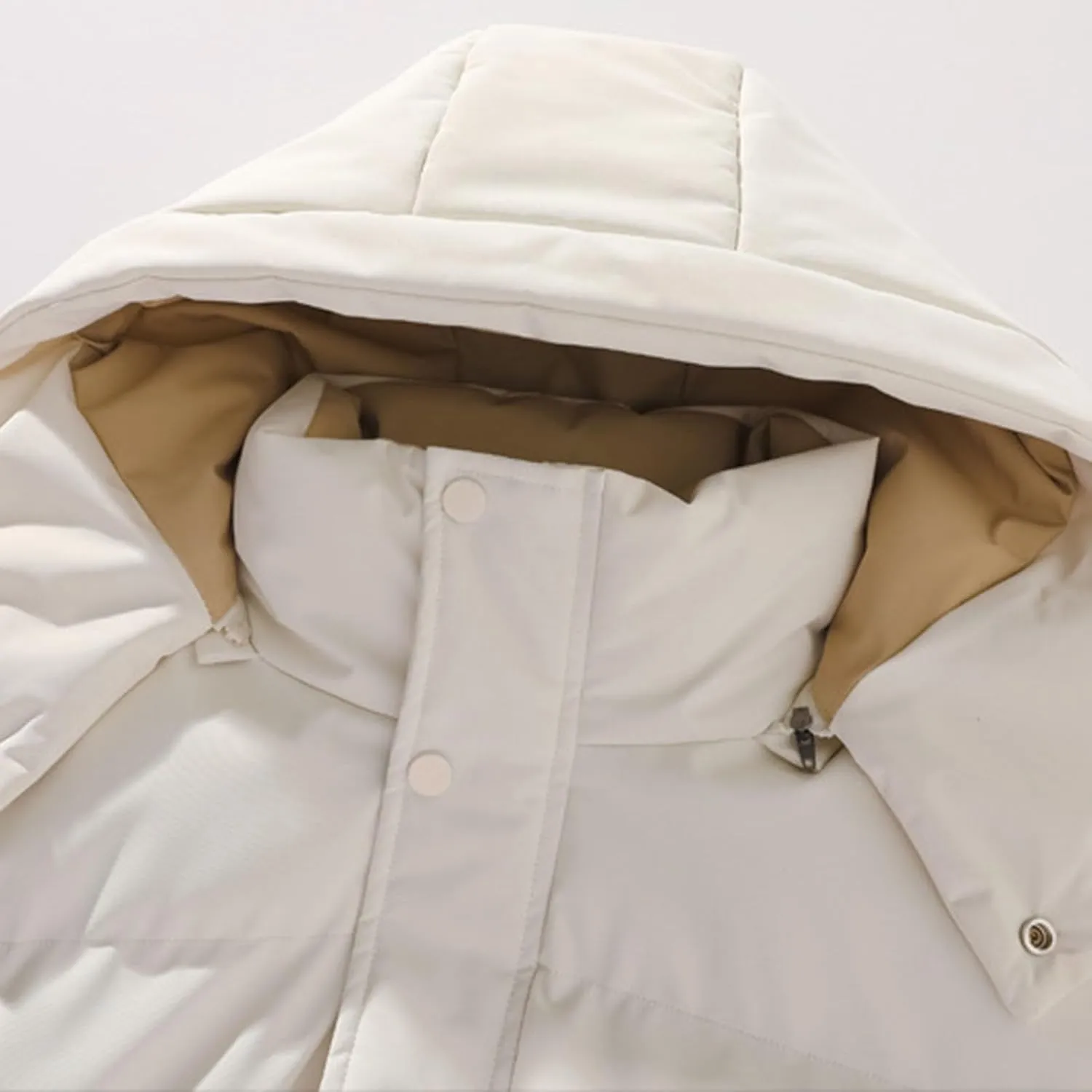 Puffer Jacket Womens Women Solid Long Sleeve Coat Down Full Zip Padded Jacket Hooded Fleece Lined Casual Workout Parka