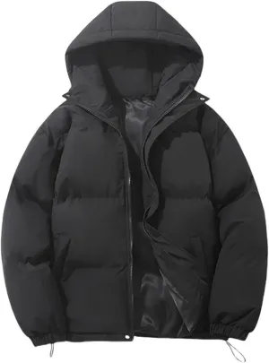 Puffer Jacket Womens Women Solid Long Sleeve Coat Down Full Zip Padded Jacket Hooded Fleece Lined Casual Workout Parka