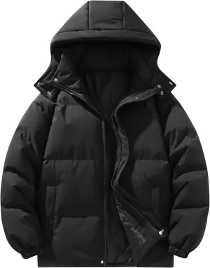 Puffer Jacket Womens Women Solid Long Sleeve Coat Down Full Zip Padded Jacket Hooded Fleece Lined Casual Workout Parka
