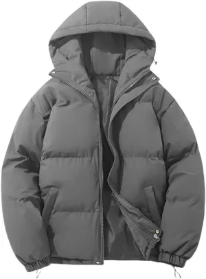 Puffer Jacket Womens Women Solid Long Sleeve Coat Down Full Zip Padded Jacket Hooded Fleece Lined Casual Workout Parka