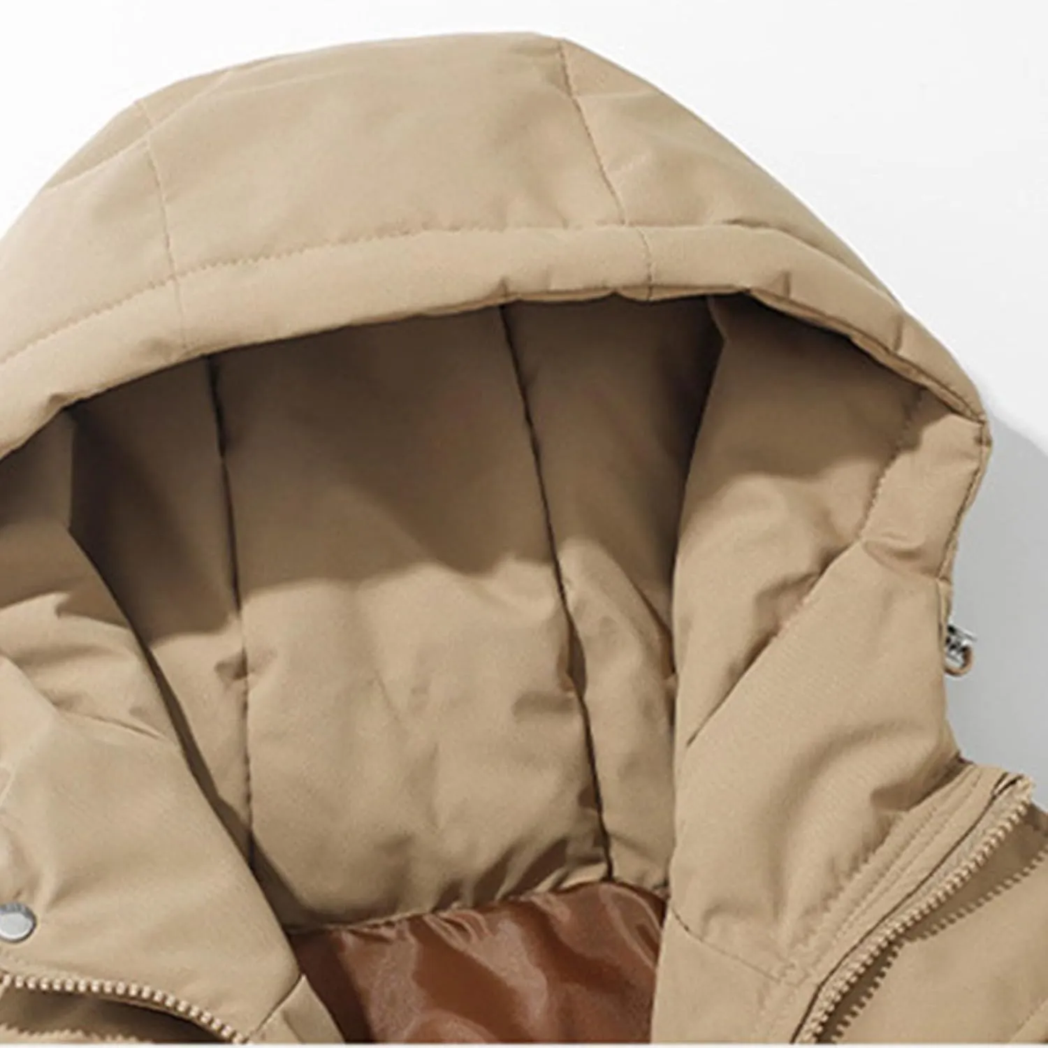 Puffer Jacket Womens Women Solid Long Sleeve Coat Down Full Zip Padded Jacket Hooded Fleece Lined Casual Workout Parka