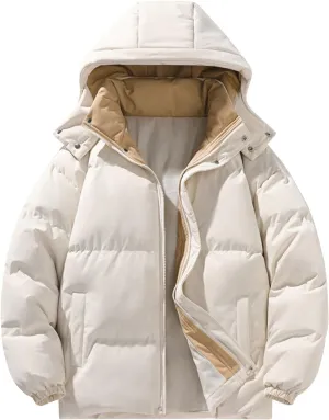 Puffer Jacket Womens Women Solid Long Sleeve Coat Down Full Zip Padded Jacket Hooded Fleece Lined Casual Workout Parka