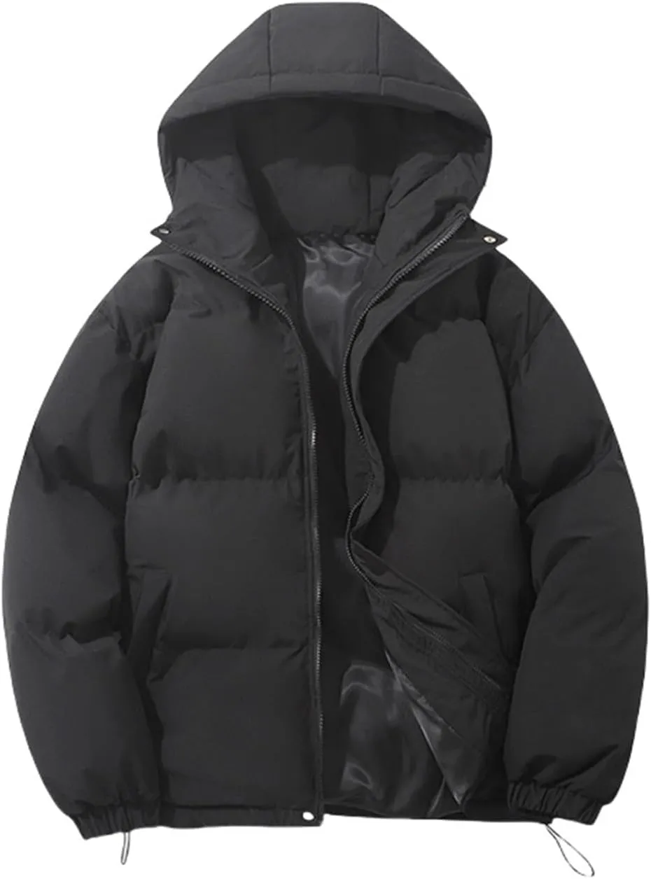 Puffer Jacket Womens Women Solid Long Sleeve Coat Down Full Zip Padded Jacket Hooded Fleece Lined Casual Workout Parka