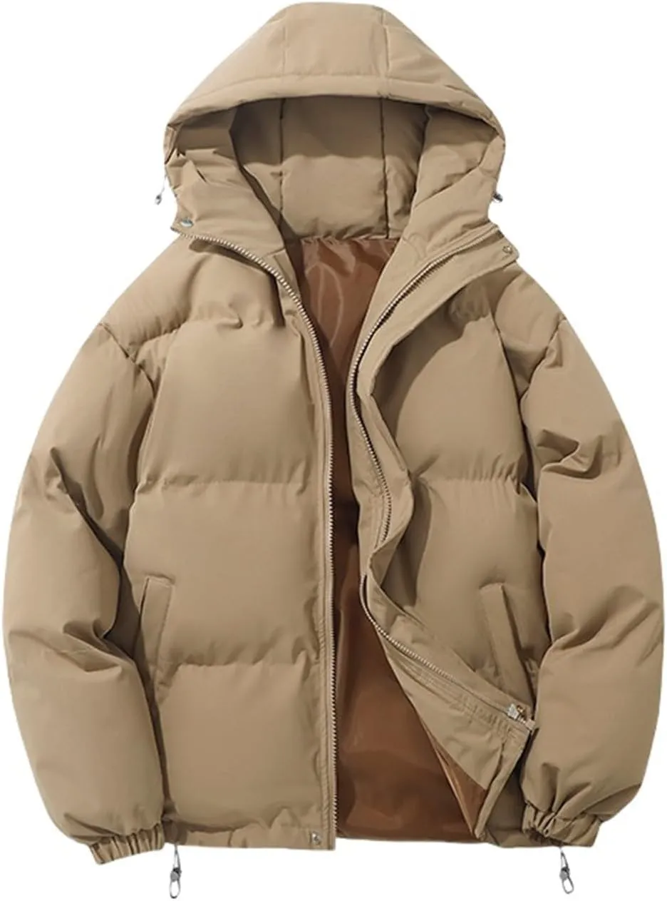 Puffer Jacket Womens Women Solid Long Sleeve Coat Down Full Zip Padded Jacket Hooded Fleece Lined Casual Workout Parka