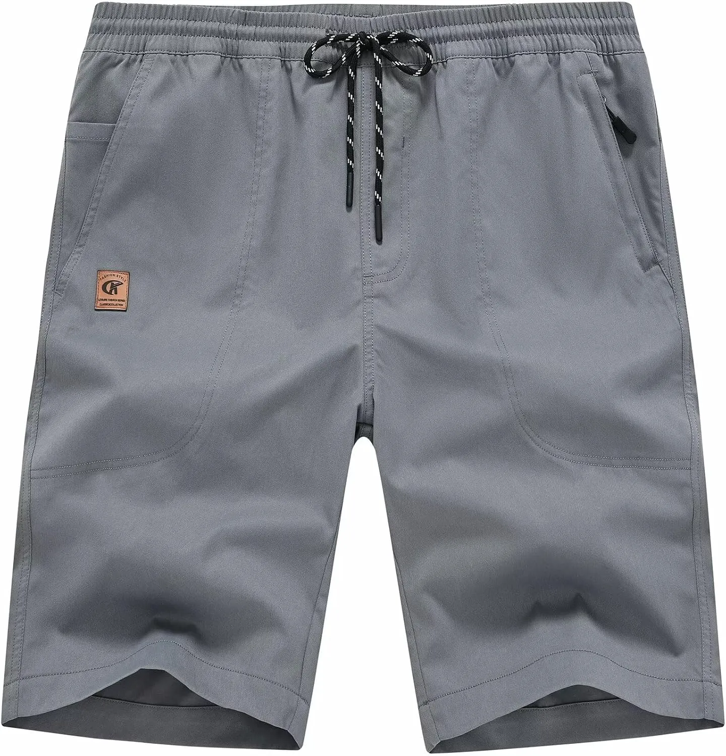 QPNGRP Men's Stretch Waist Casual Shorts with 5 Pockets Include 1 Zipper Pocket