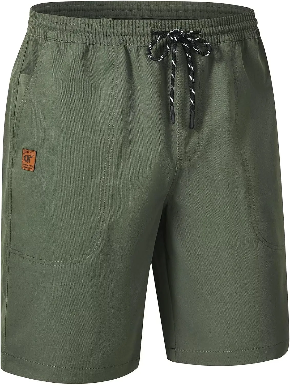 QPNGRP Men's Stretch Waist Casual Shorts with 5 Pockets Include 1 Zipper Pocket
