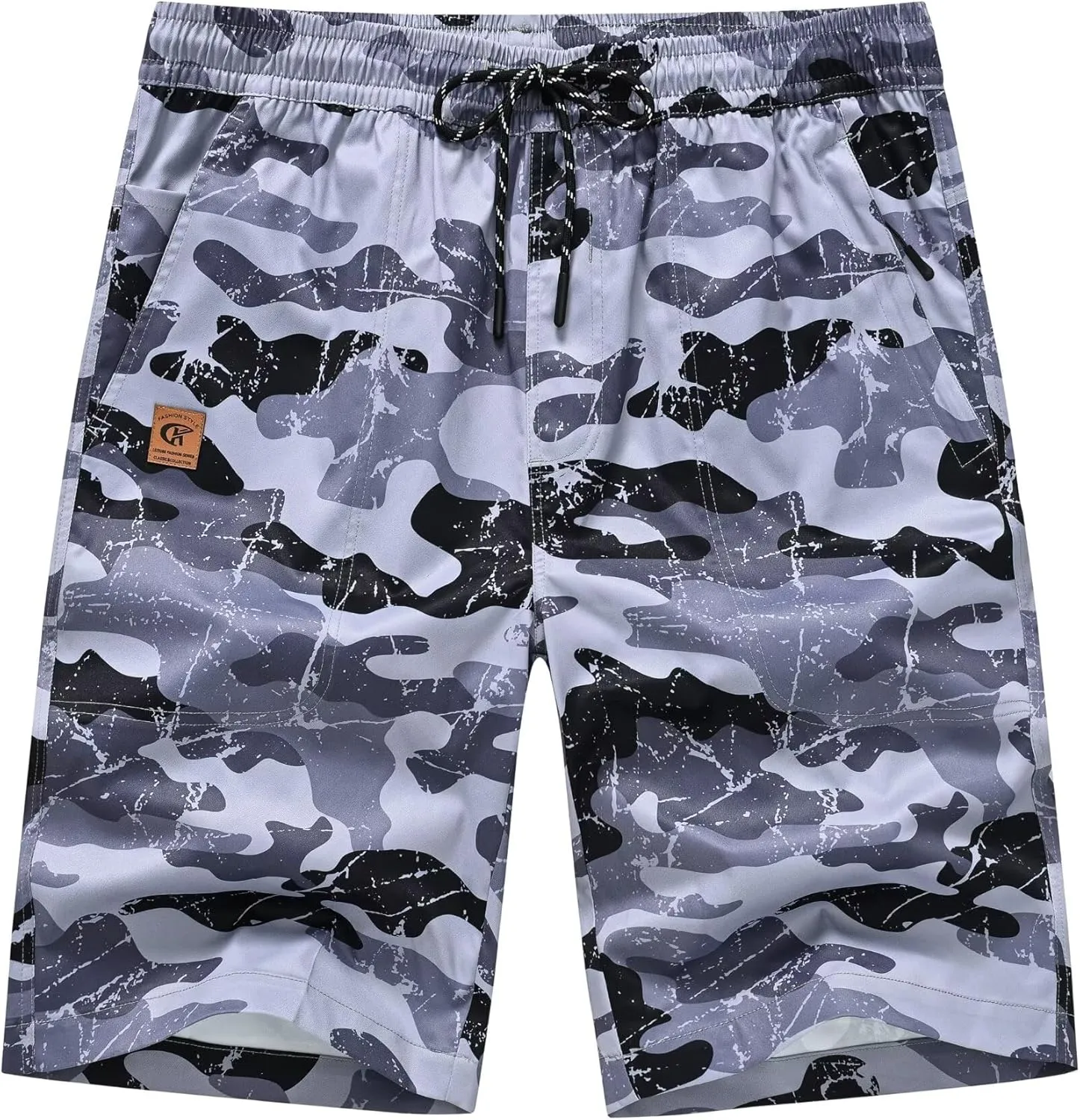 QPNGRP Men's Stretch Waist Casual Shorts with 5 Pockets Include 1 Zipper Pocket