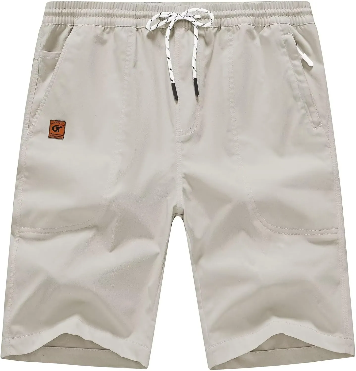 QPNGRP Men's Stretch Waist Casual Shorts with 5 Pockets Include 1 Zipper Pocket