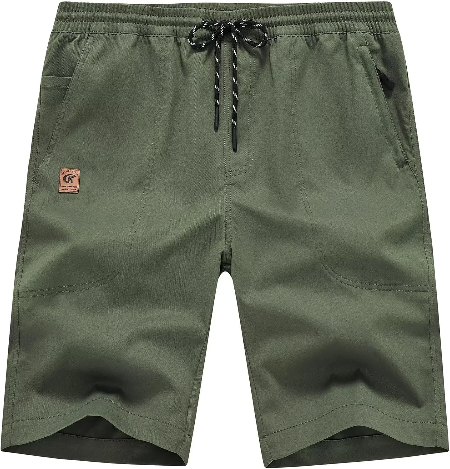 QPNGRP Men's Stretch Waist Casual Shorts with 5 Pockets Include 1 Zipper Pocket