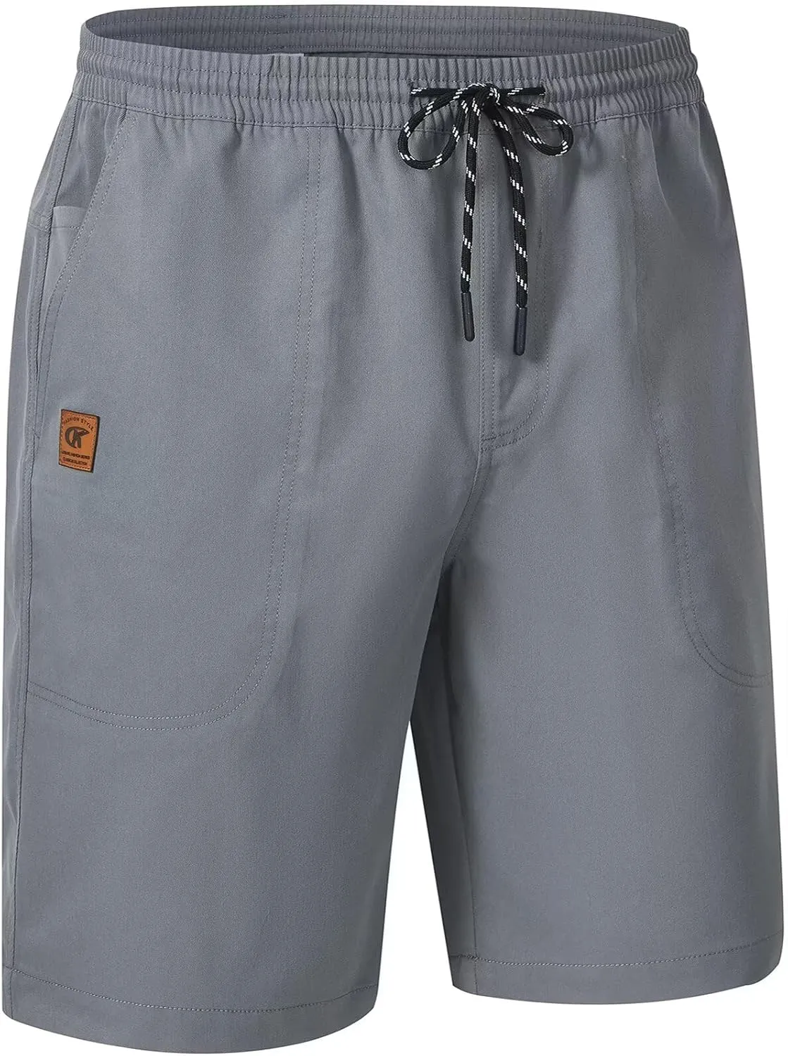 QPNGRP Men's Stretch Waist Casual Shorts with 5 Pockets Include 1 Zipper Pocket
