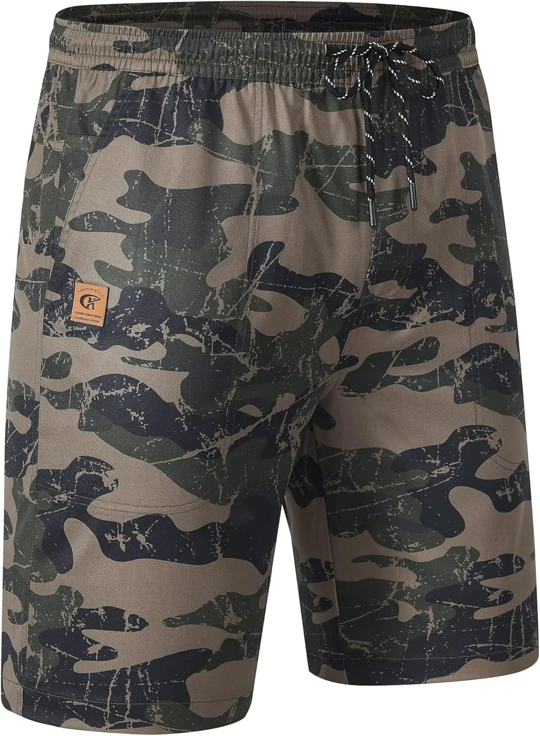 QPNGRP Men's Stretch Waist Casual Shorts with 5 Pockets Include 1 Zipper Pocket