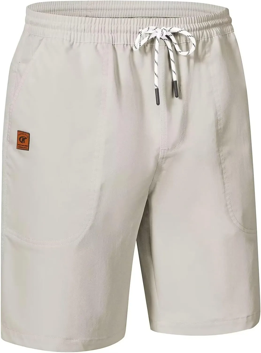 QPNGRP Men's Stretch Waist Casual Shorts with 5 Pockets Include 1 Zipper Pocket