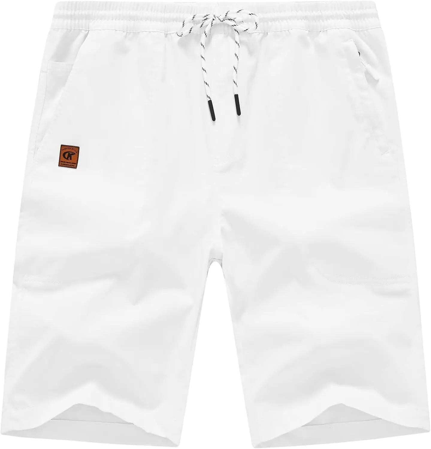 QPNGRP Men's Stretch Waist Casual Shorts with 5 Pockets Include 1 Zipper Pocket