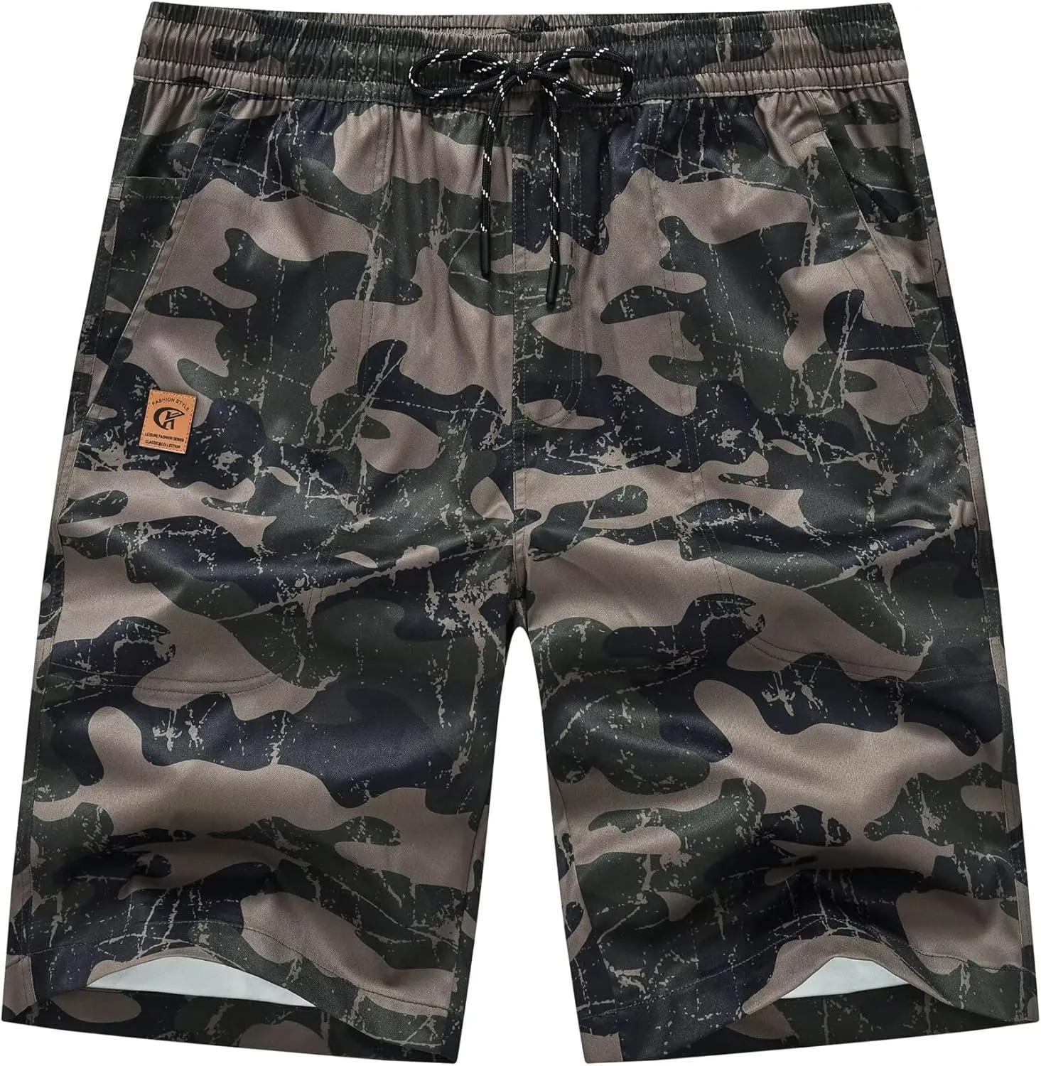 QPNGRP Men's Stretch Waist Casual Shorts with 5 Pockets Include 1 Zipper Pocket