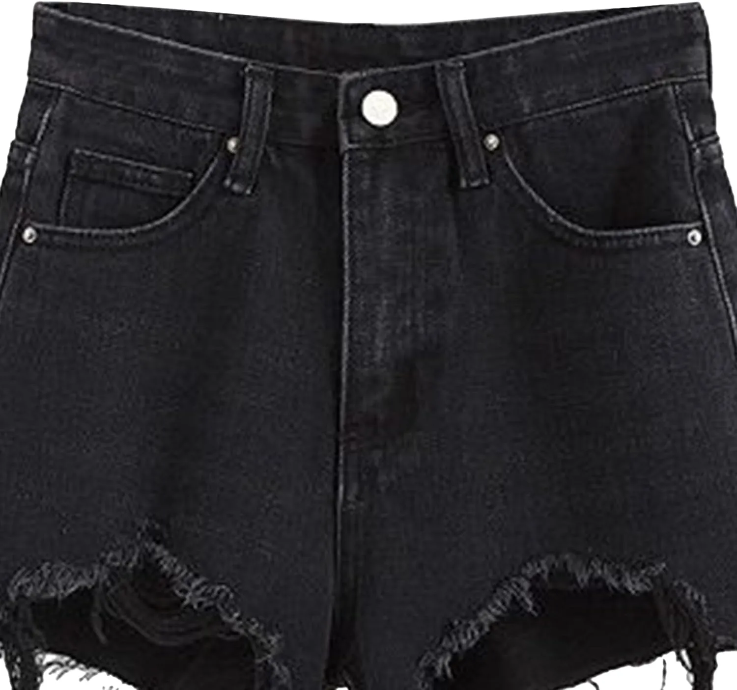 Ripped Jeans Womens High Waisted Irregular Frayed Raw Denim Shorts Summer Casual Shorts for Teen Girls
