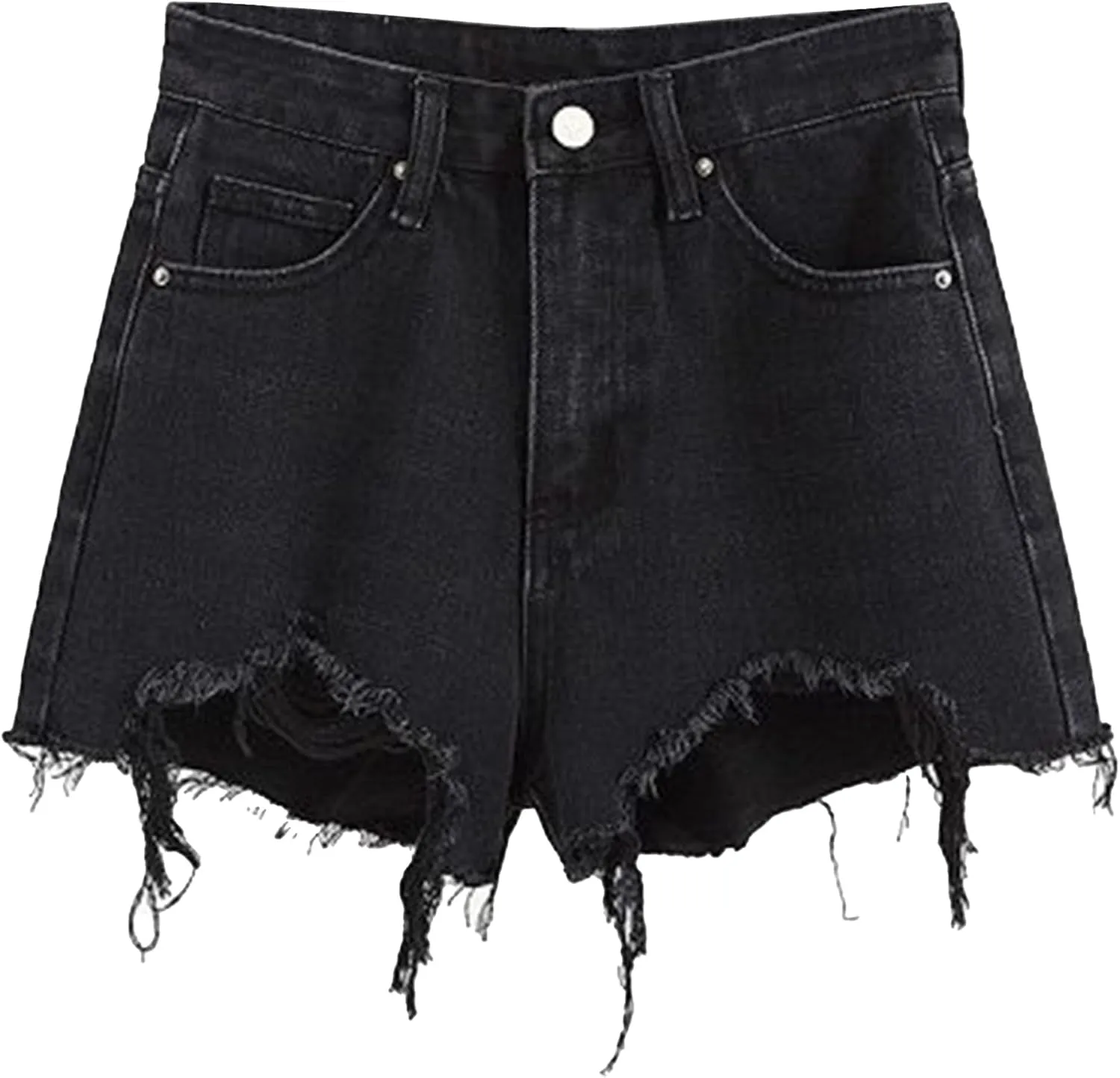Ripped Jeans Womens High Waisted Irregular Frayed Raw Denim Shorts Summer Casual Shorts for Teen Girls