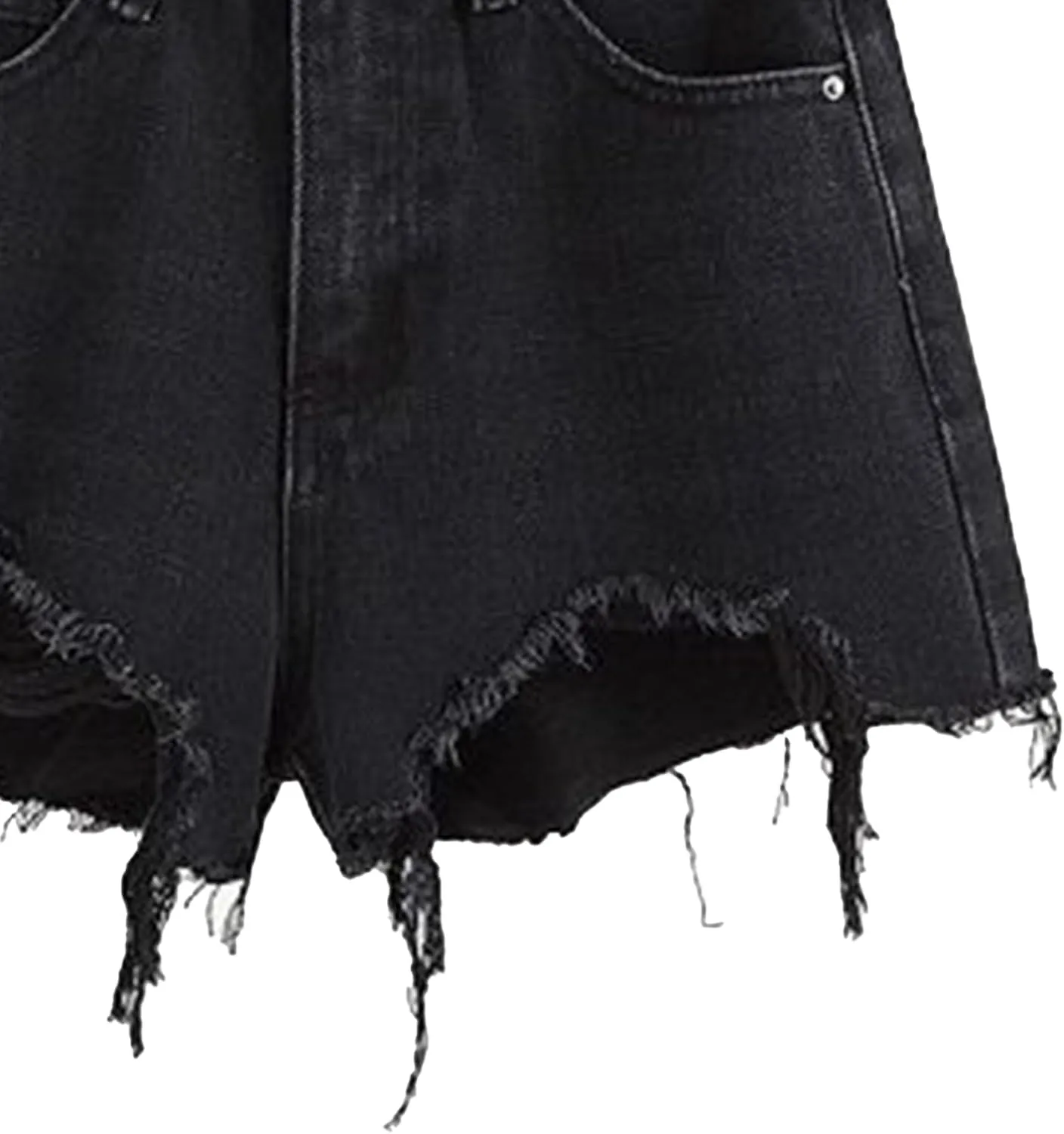Ripped Jeans Womens High Waisted Irregular Frayed Raw Denim Shorts Summer Casual Shorts for Teen Girls