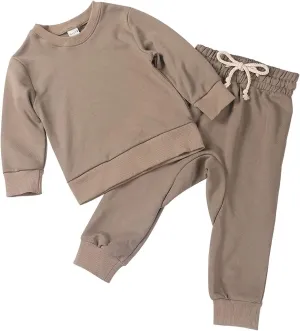 Simple Toddler Baby Jogger Sets Girl Boy Kids neutral Clothes Casual Long Sleeve Sweatshirts Tops Pants Outfits