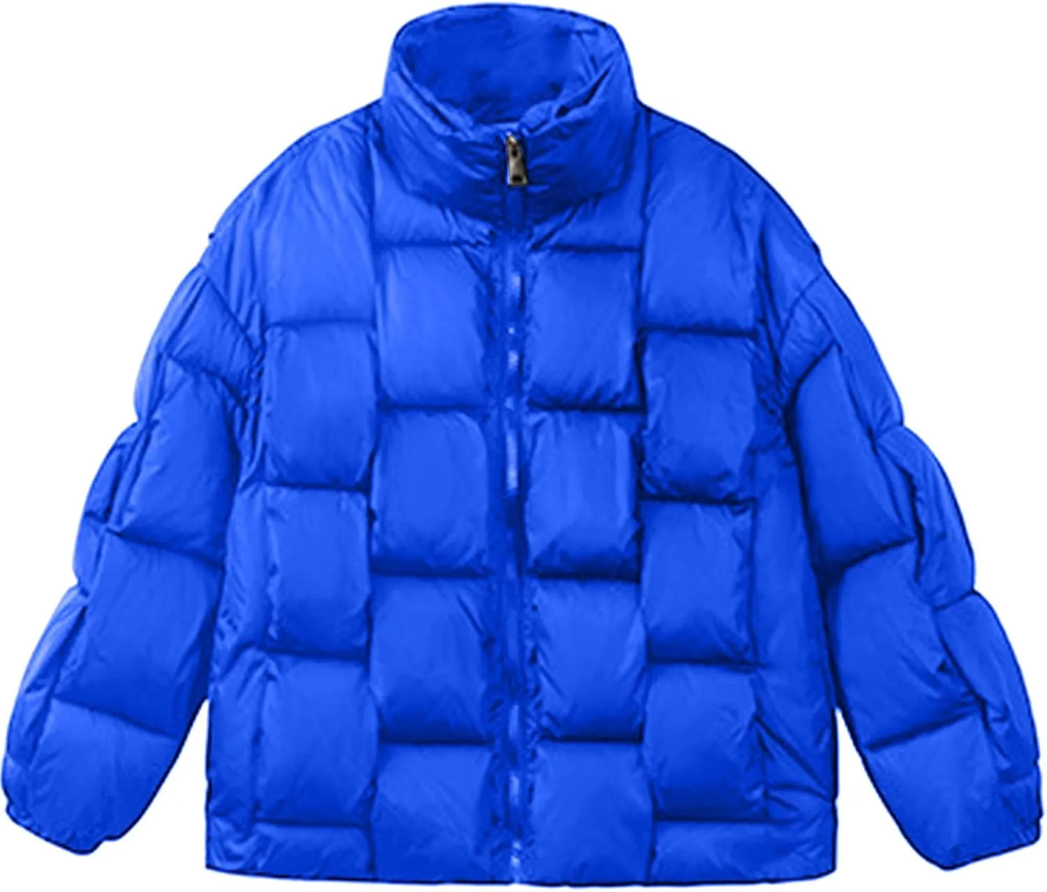 SMIDOW Cropped Puffer Jacket For Women Trendy 2023 Quilted Padded Bubble Coat Solid Warm Winter Short Jackets Outerwear