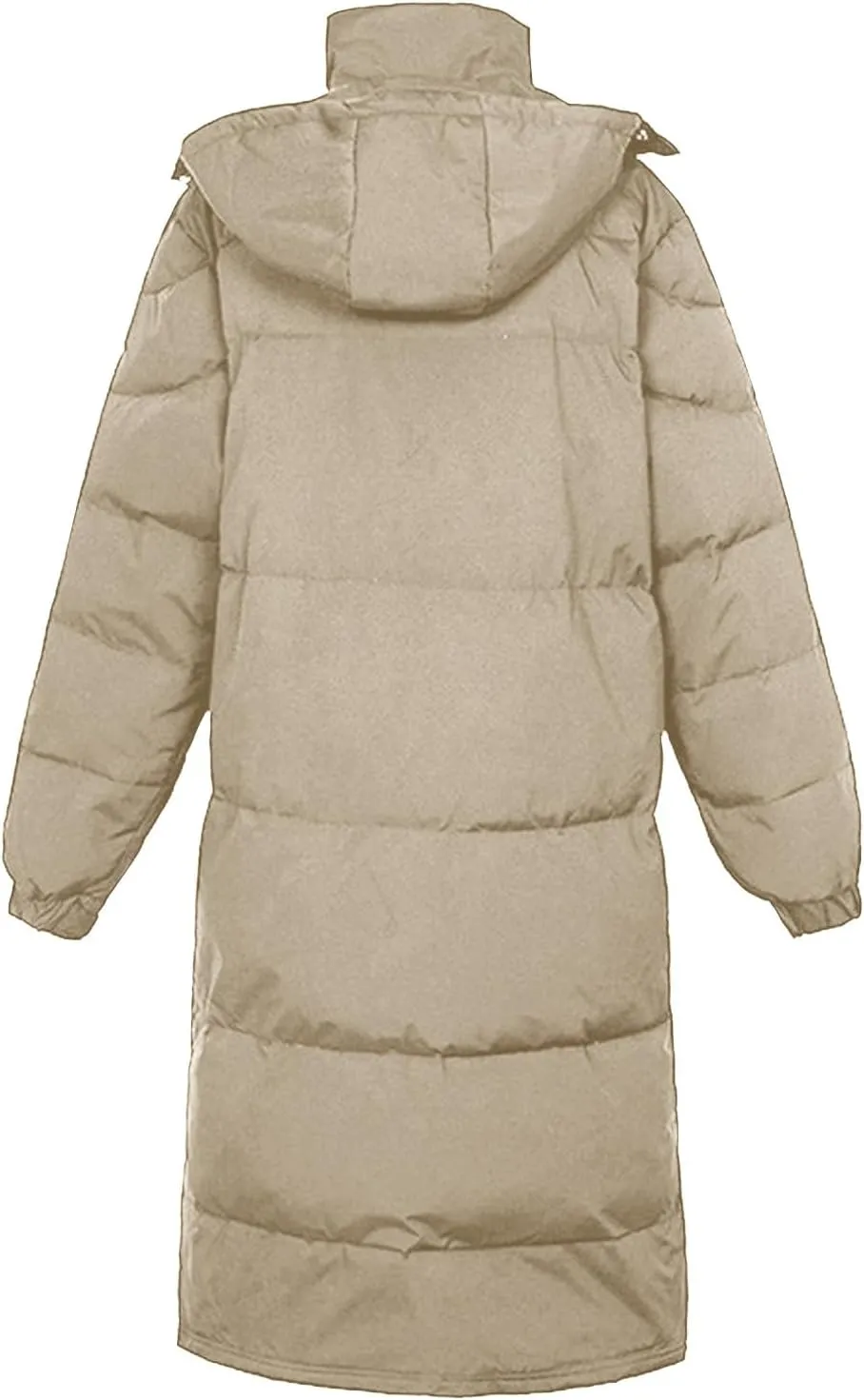 SMIDOW Womens Long Padded Puffer Coat Trendy 2023 Ladies Hooded Quilted Jackets Full Zip Up Parka Outwear With Pockets