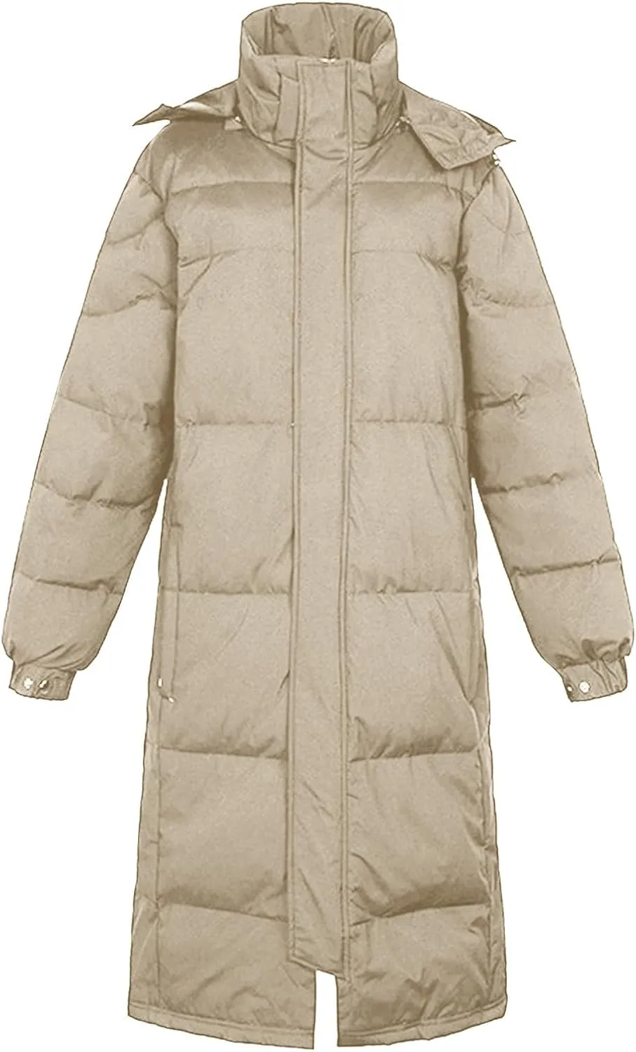 SMIDOW Womens Long Padded Puffer Coat Trendy 2023 Ladies Hooded Quilted Jackets Full Zip Up Parka Outwear With Pockets