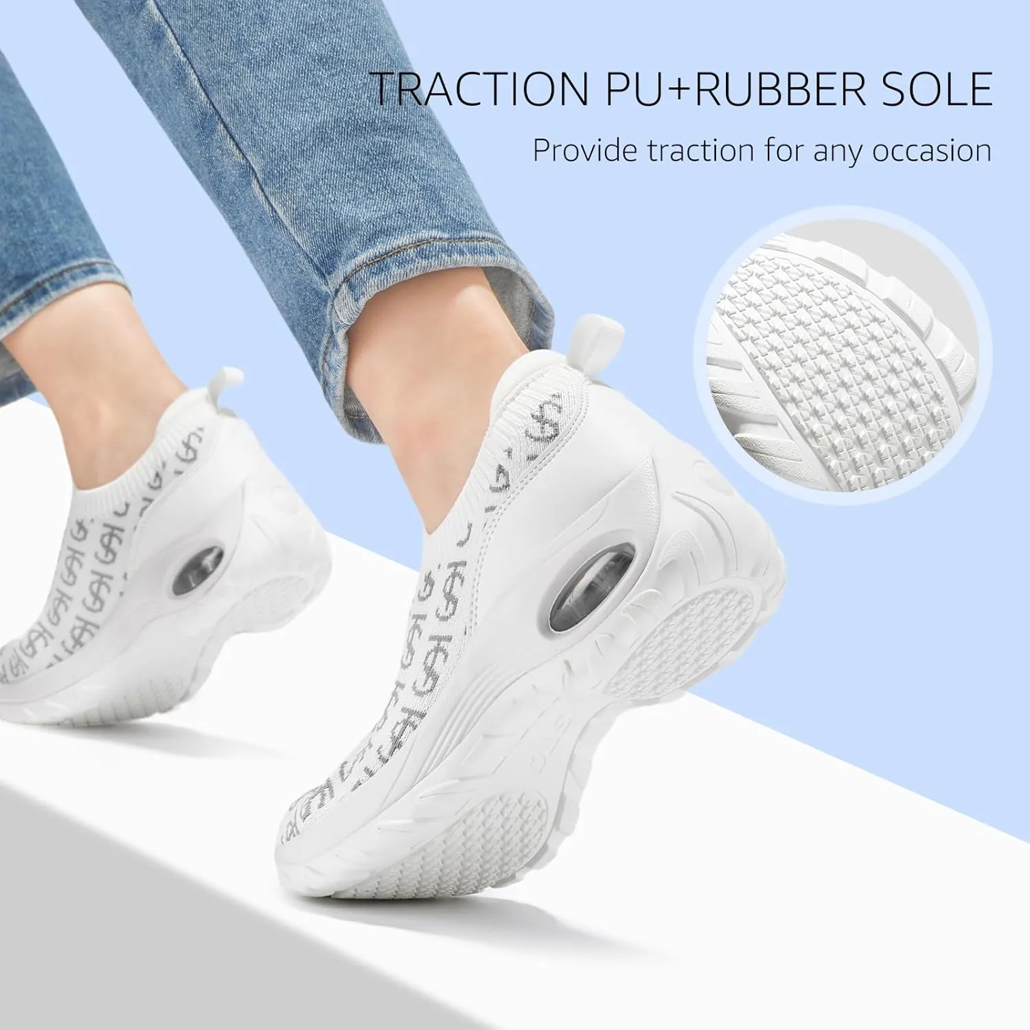 STQ Women Walking Shoes Casual Slip on Sneakers for All Day Standing & Foot Pain Reliefing