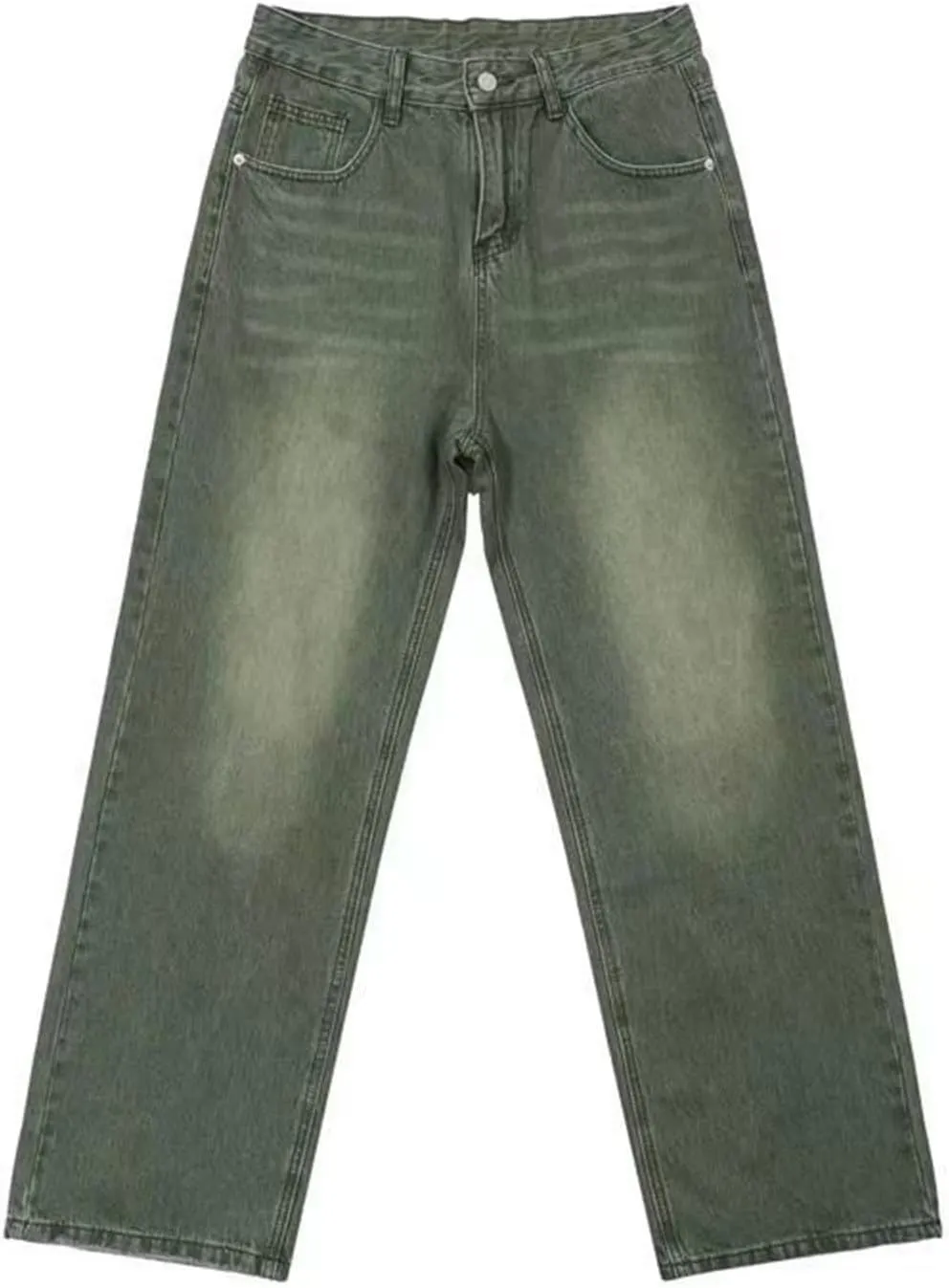 Straight Leg Jeans for Women High Waisted Frayed Baggy Pants Raw Hem Loose Floor Length Wide Leg Boyfriends Jeans