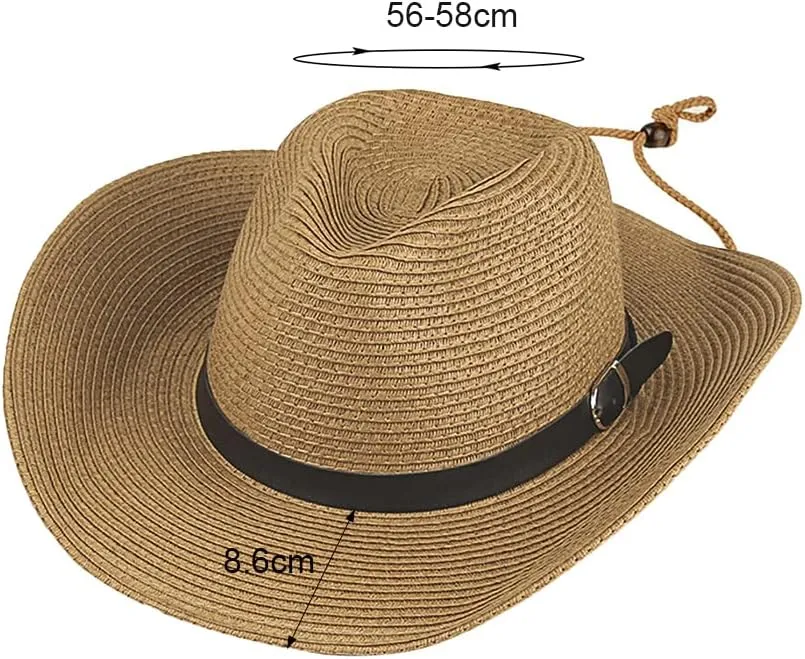 Straw Cowboy Hat Western Cowboy Hat Cowgirl Wide Brim Fedora Panama Hat Summer Beach Sun Hat Woven Straw Hat Sombrero Travel