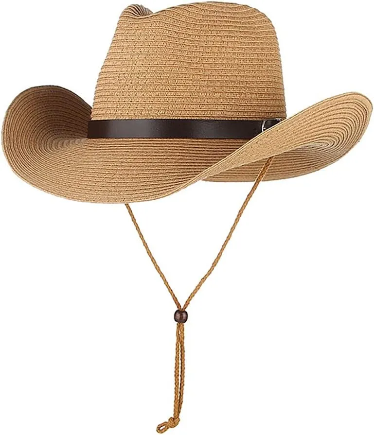 Straw Cowboy Hat Western Cowboy Hat Cowgirl Wide Brim Fedora Panama Hat Summer Beach Sun Hat Woven Straw Hat Sombrero Travel