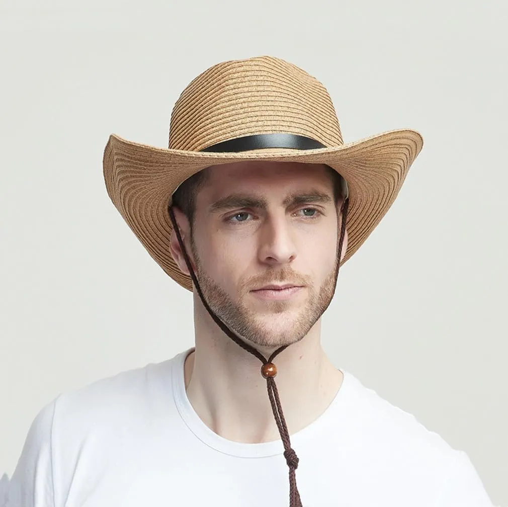 Straw Cowboy Hat Western Cowboy Hat Cowgirl Wide Brim Fedora Panama Hat Summer Beach Sun Hat Woven Straw Hat Sombrero Travel