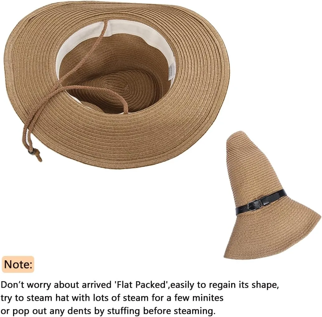 Straw Cowboy Hat Western Cowboy Hat Cowgirl Wide Brim Fedora Panama Hat Summer Beach Sun Hat Woven Straw Hat Sombrero Travel