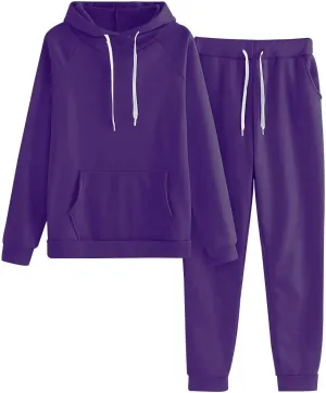 Sweatsuits for Women Set 2 Piece Hoodie Solid Color Sports Pants Tracksuits Trending Fashion 2023 Casual Jogger Set
