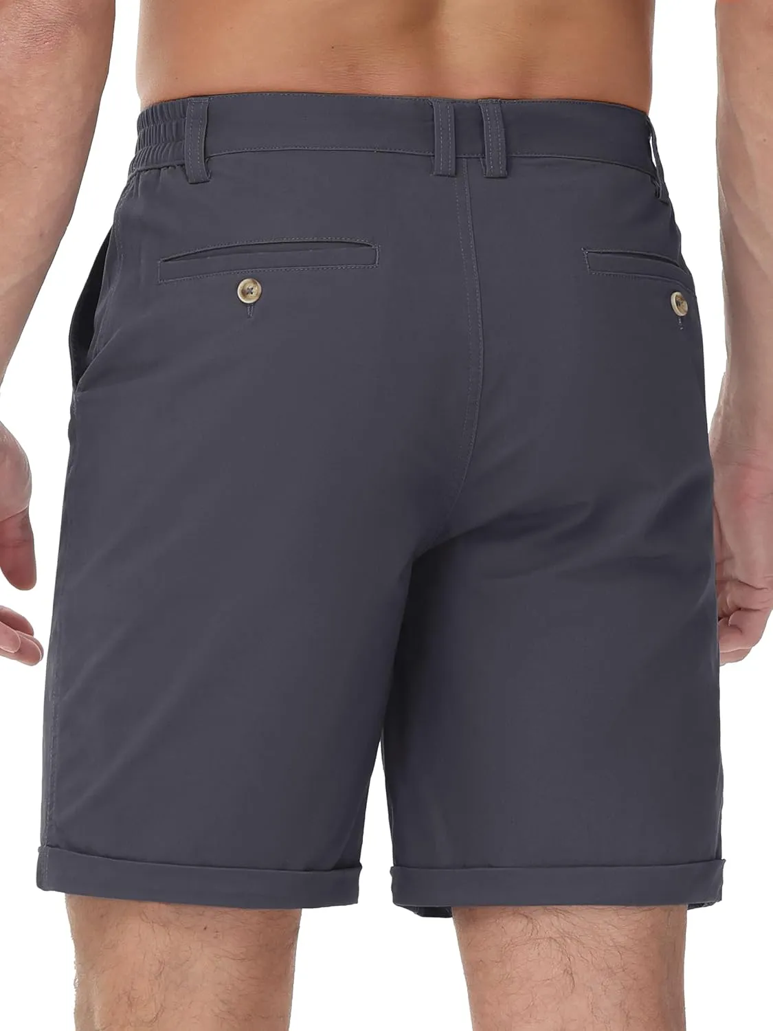 TACVASEN Mens Casual Shorts Classic Fit 7 Stretch Twill Flat Front Chino Shorts with Pockets