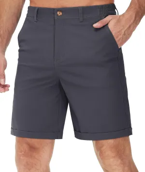 TACVASEN Mens Casual Shorts Classic Fit 7 Stretch Twill Flat Front Chino Shorts with Pockets