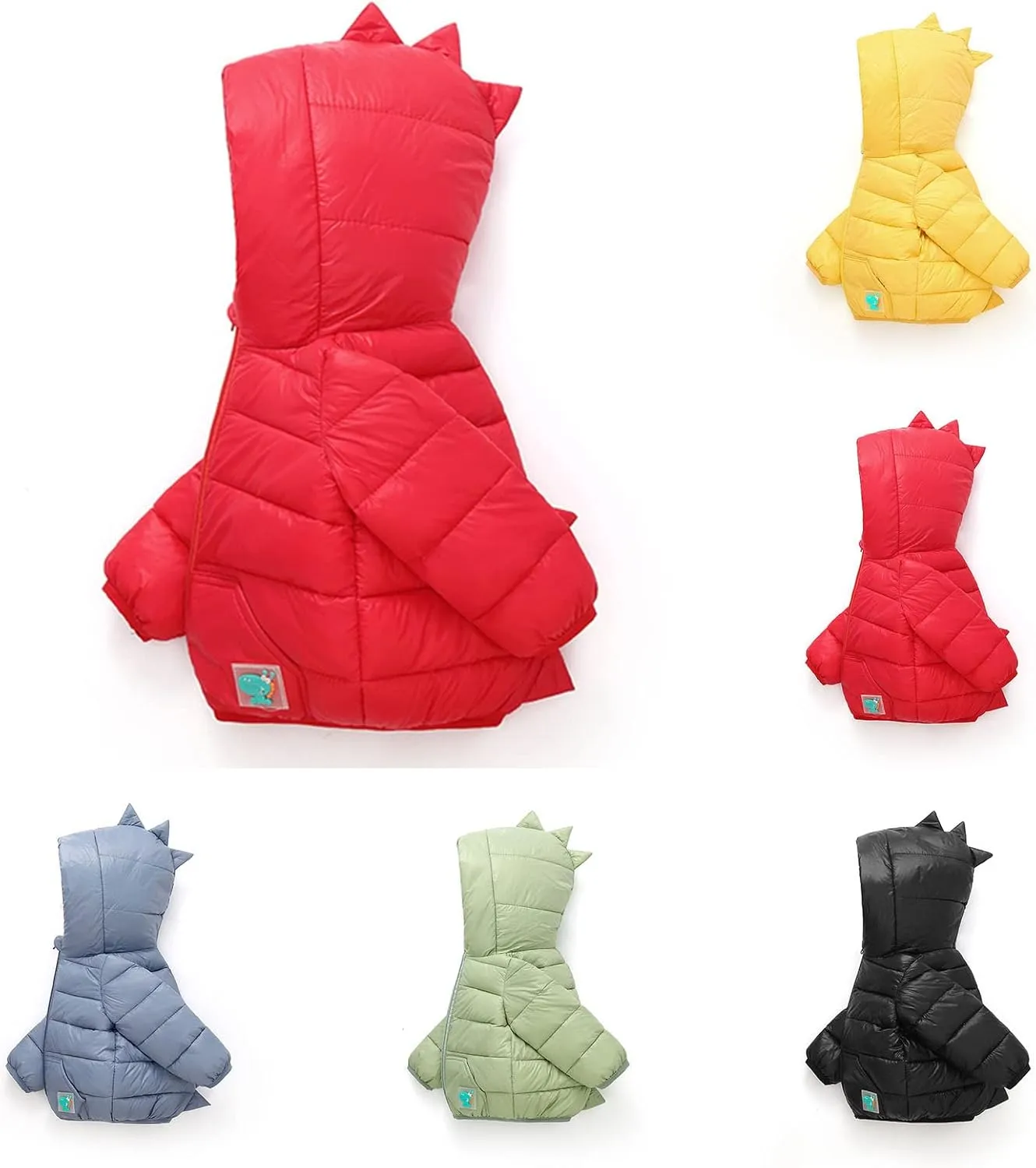 Toddler Baby Boys Girls Winter Dinosaur Coat Unisex Zip Up Puffer Jacket Cartoon Down Coats Outerwear Warm Clothes