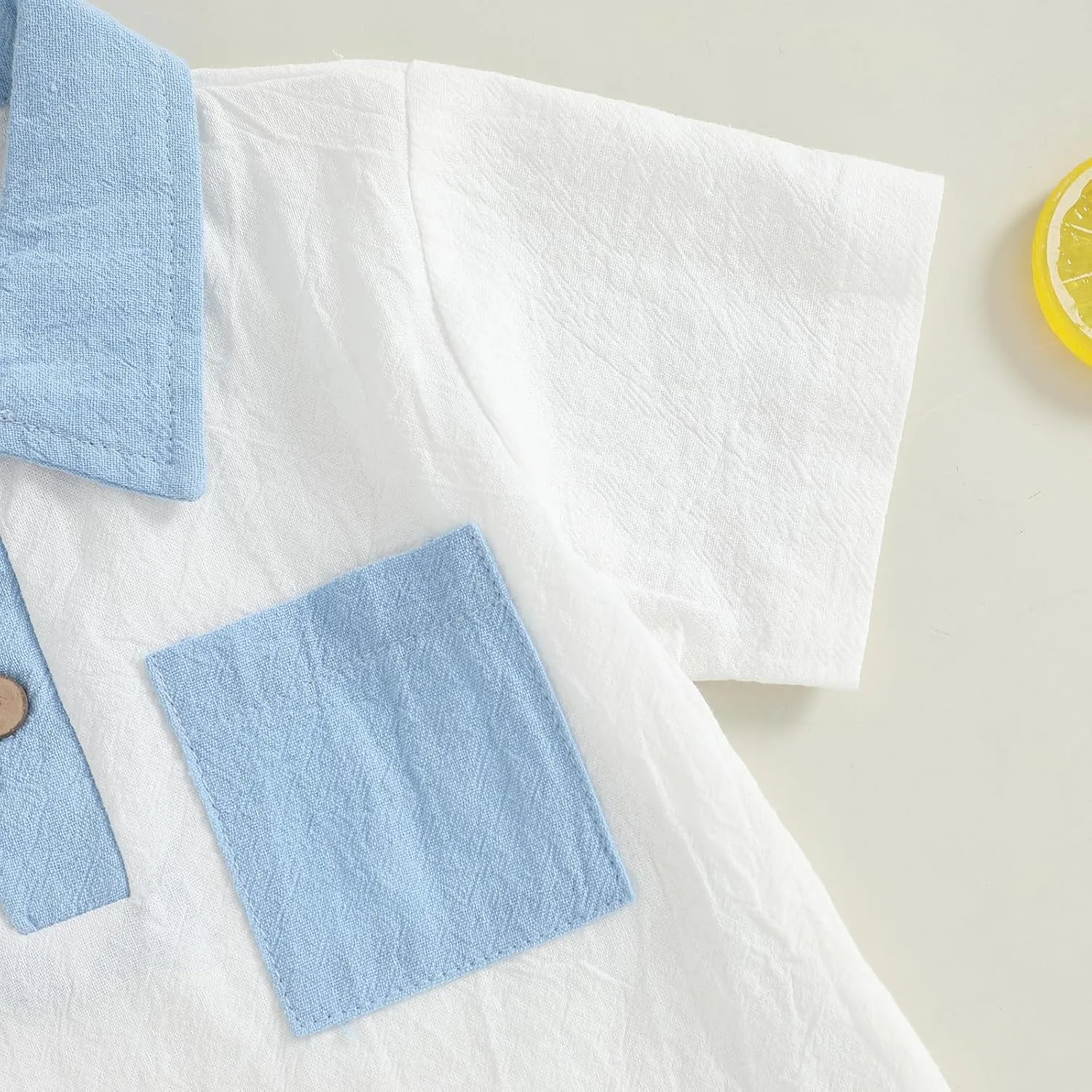 Toddler Boy Summer Clothes Button Lapel Collar T-Shirt & Casual Shorts Cotton Line 2Pcs Outfits