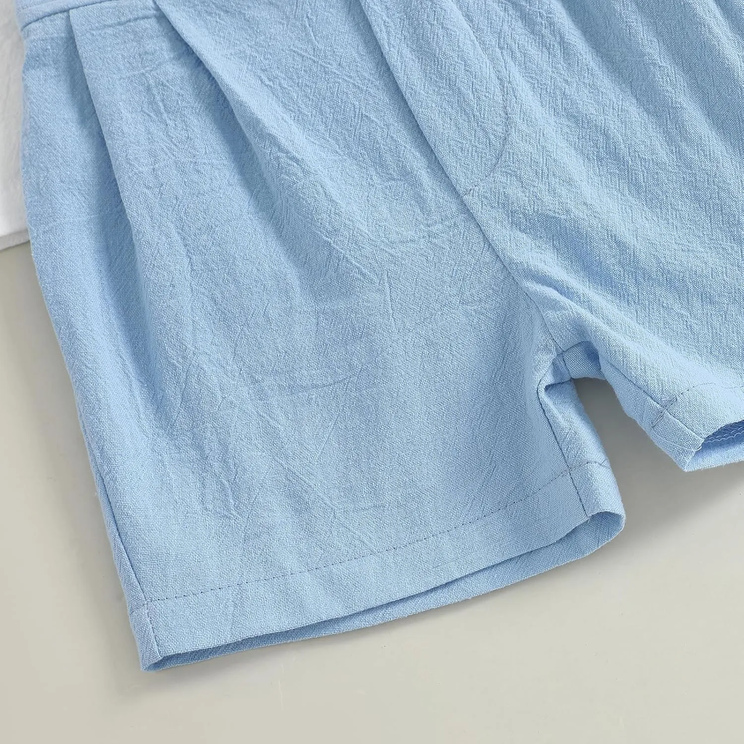 Toddler Boy Summer Clothes Button Lapel Collar T-Shirt & Casual Shorts Cotton Line 2Pcs Outfits