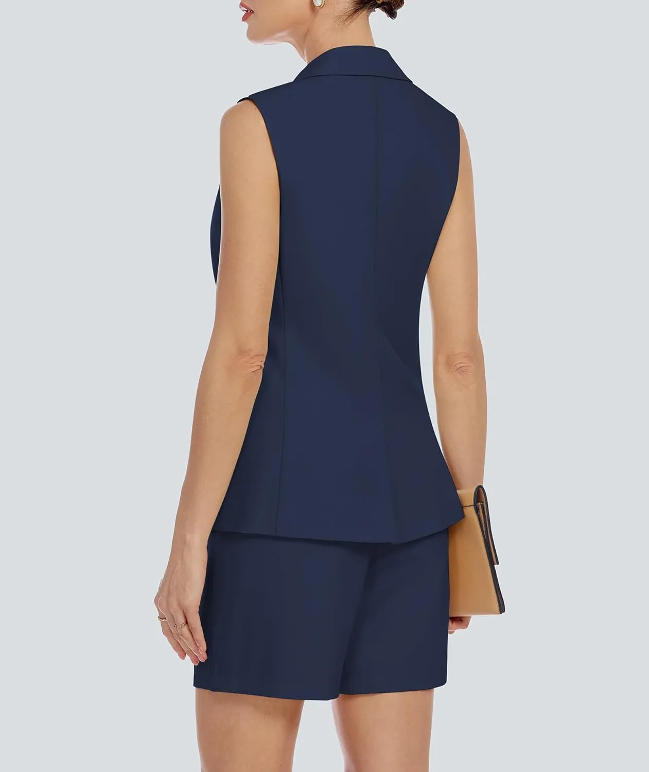 Two Piece Sets for Women Blazer Suit Asymmetrical Vest Notched Collar Summer Shorts Business Casual Outfits