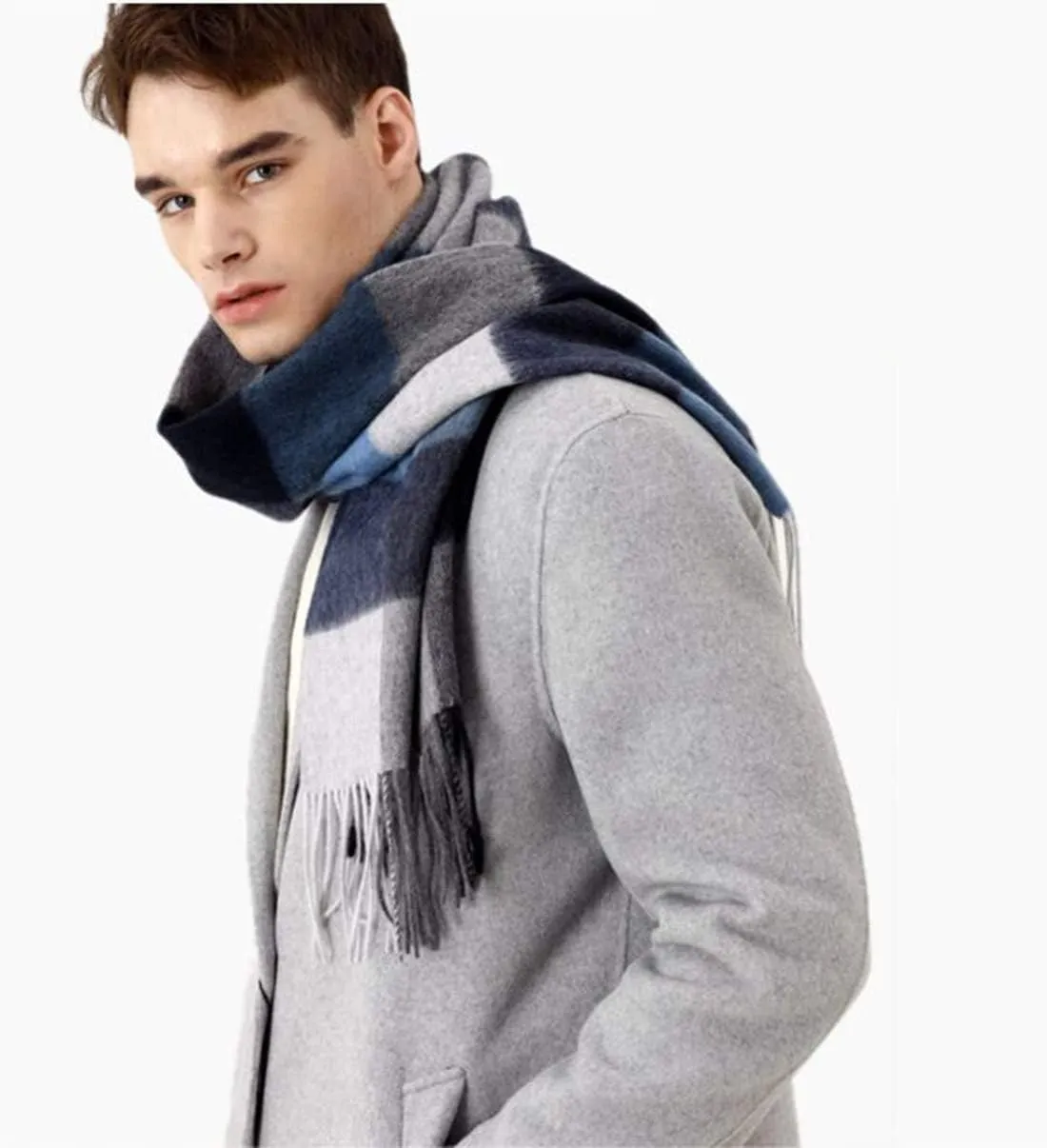 Unisex 100% Wool Cashmere Scarf for Men Women Warm Winter Scarves