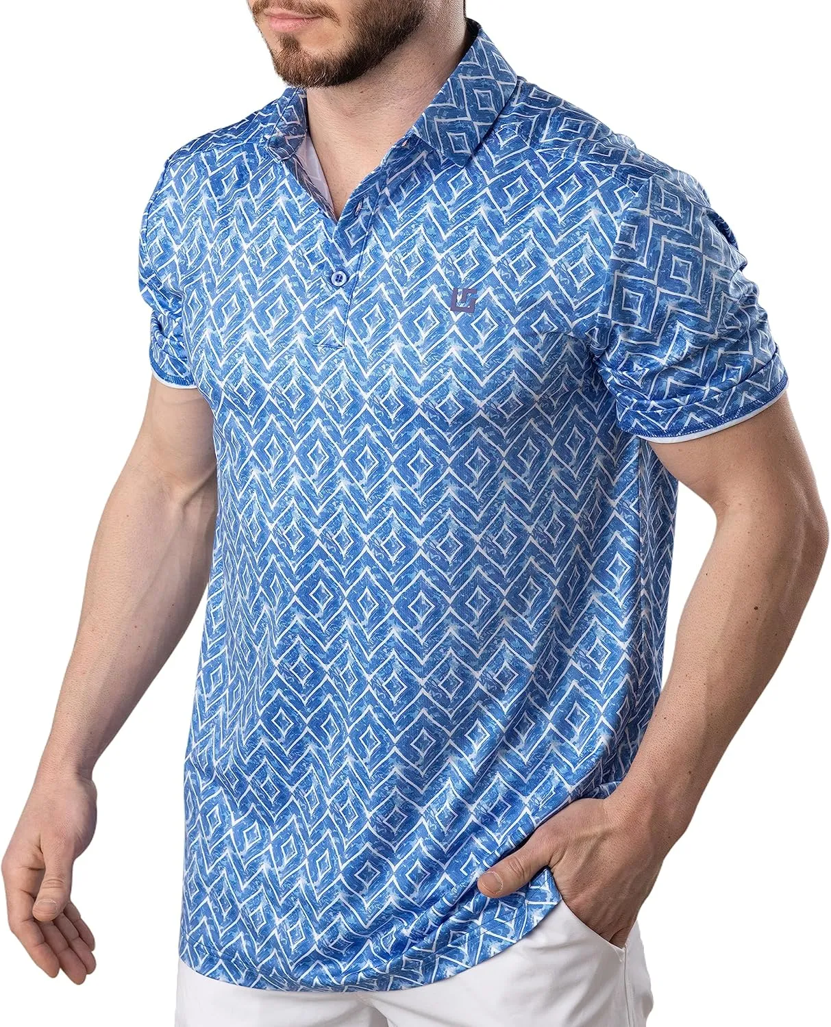 Uther Mens Golf Polo Moisture Wicking Quick-Dry Short Sleeve Shirt with Fashionable Designs for Men